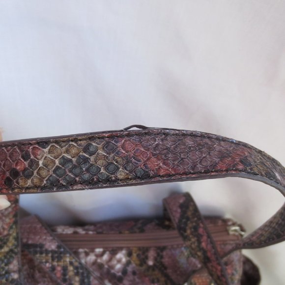 Nine West Brown Rose Python Pattern Faux Snakeskin Roomy Carryall Shoulder Bag - Picture 11 of 16